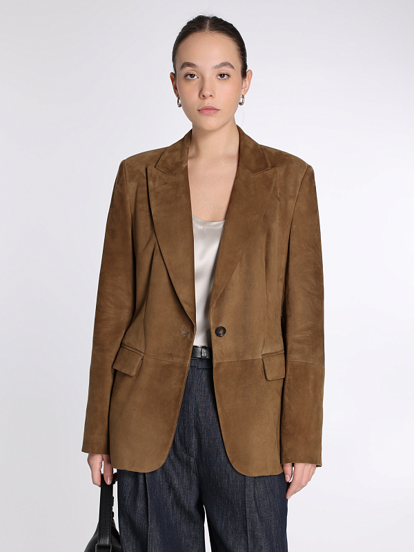 жакет кожаный Brunello Cucinelli M0PCL208X цвет охра