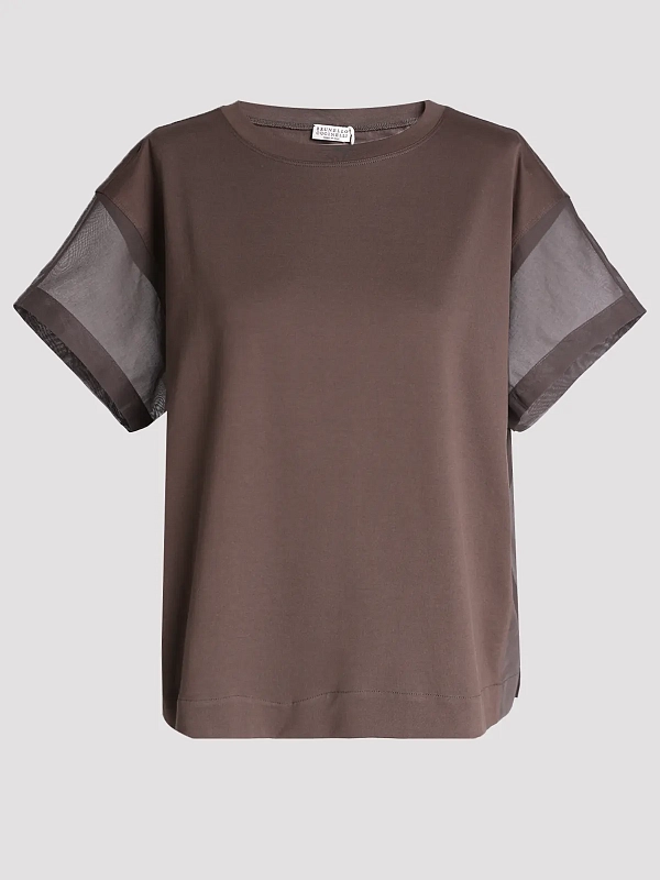 футболка Brunello Cucinelli M0T81BX800 цвет коричневый