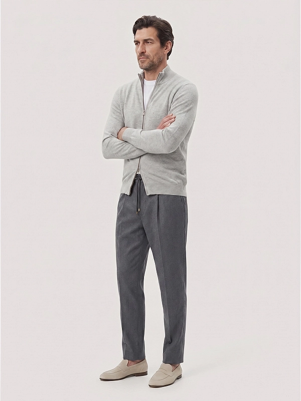 брюки на кулисе Brunello Cucinelli ME226E1710 цвет серый