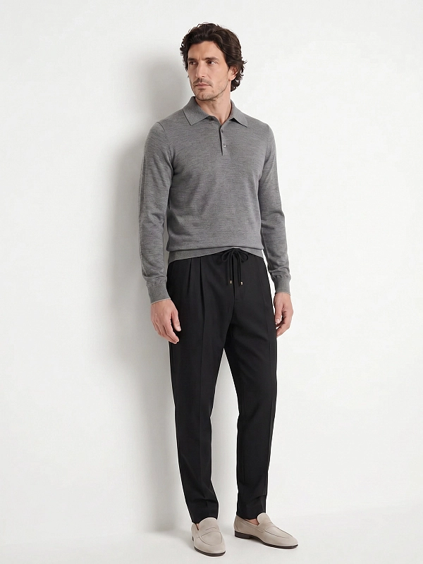 брюки на кулисе Brunello Cucinelli ME226E1710 цвет черный
