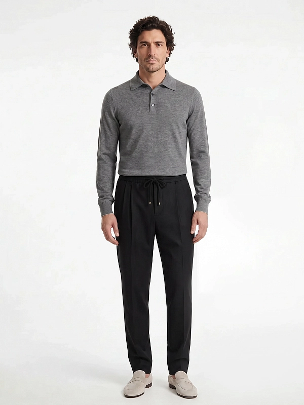 брюки на кулисе Brunello Cucinelli ME226E1710 цвет черный