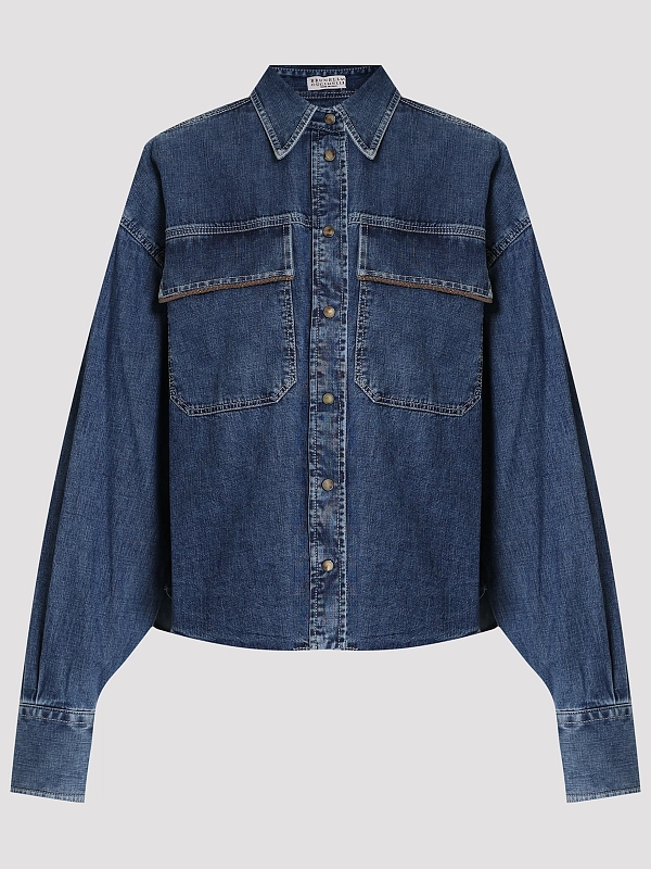 рубашка джинсовая Brunello Cucinelli MH192RB526 цвет синий