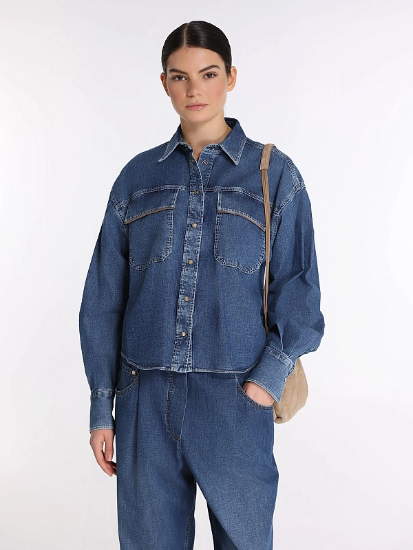 рубашка джинсовая Brunello Cucinelli MH192RB526 цвет синий