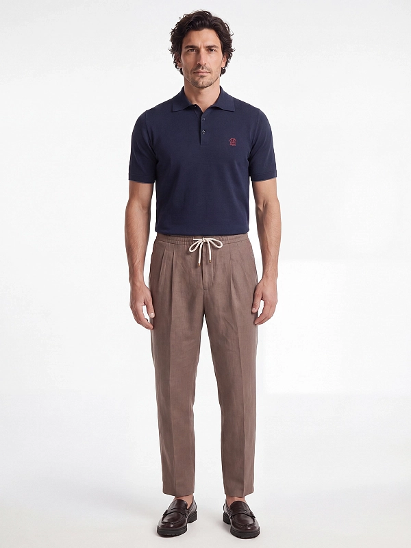 брюки на кулисе Brunello Cucinelli MH255E1710 цвет коричневый