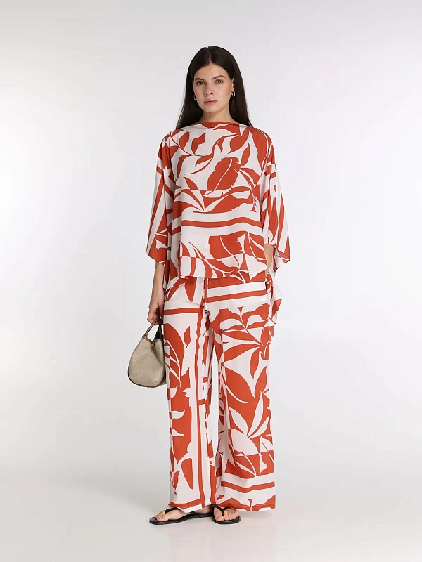 брюки Max Mara BCHVOTO цвет красный,белый