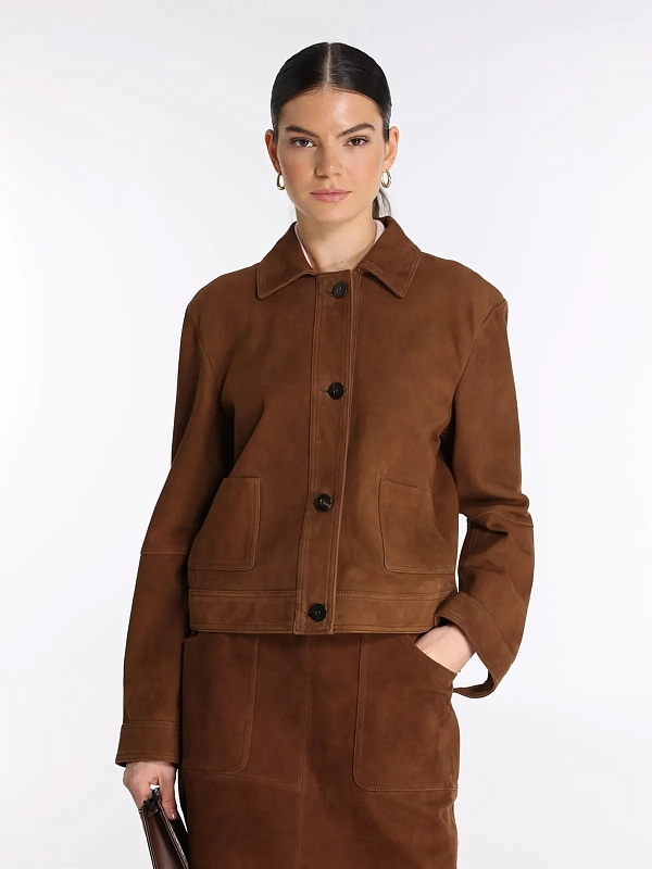 жакет кожаный Max Mara MSTBAIA цвет коричневый