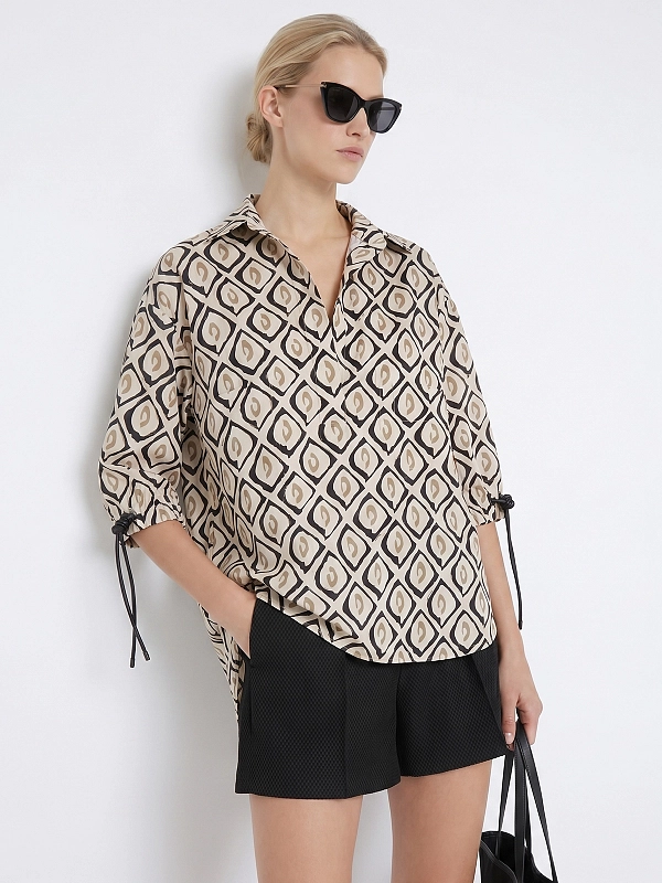 рубашка Max Mara MXMECRU цвет молочный,черный