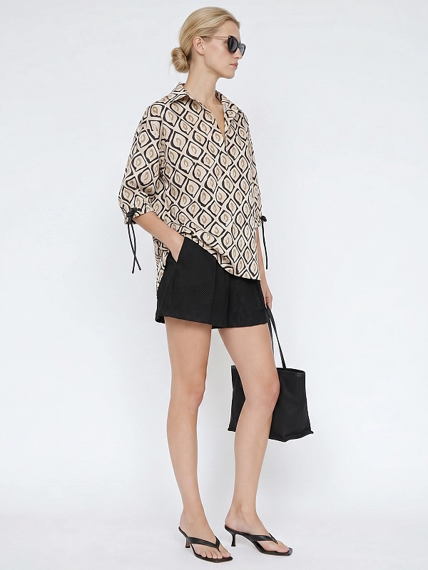 рубашка Max Mara MXMECRU цвет молочный,черный