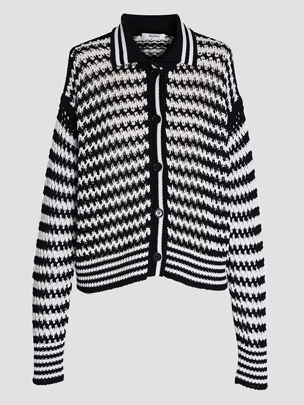 кардиган Max Mara MXMFILM цвет белый, синий, полоска