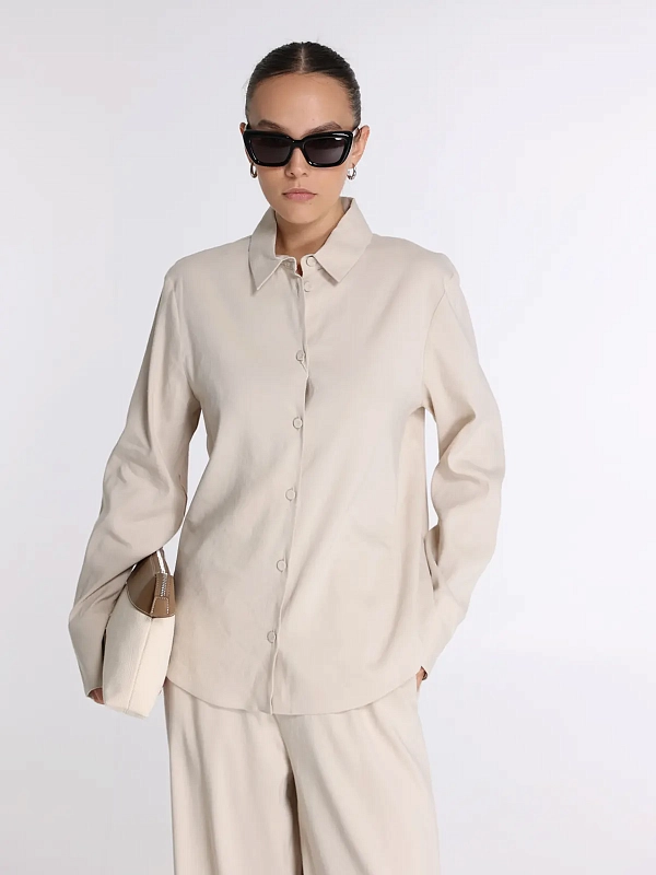 рубашка Max Mara MXPBADESSE цвет светло-бежевый