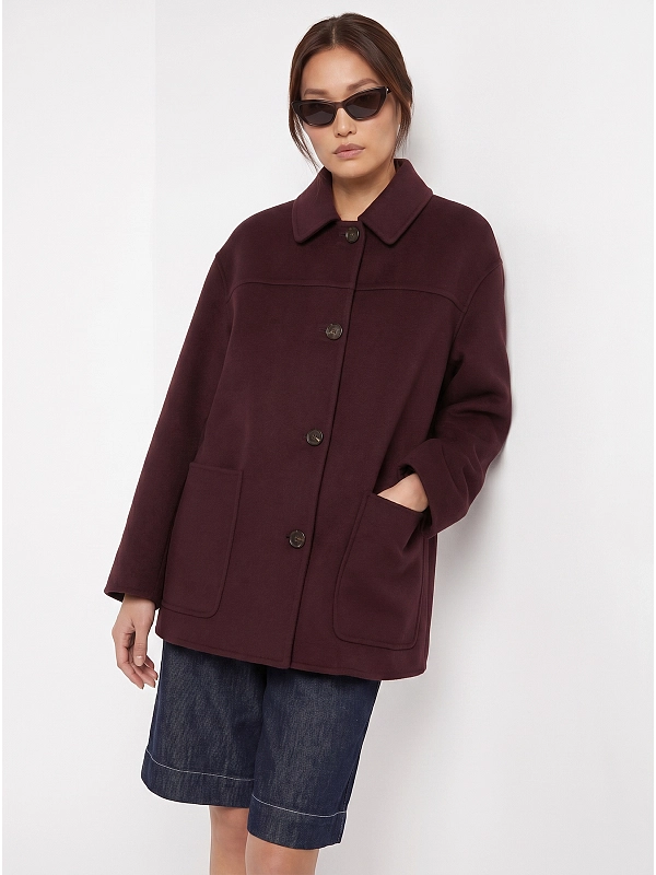 пальто короткое Max Mara SMMGIUGNO цвет бордовый
