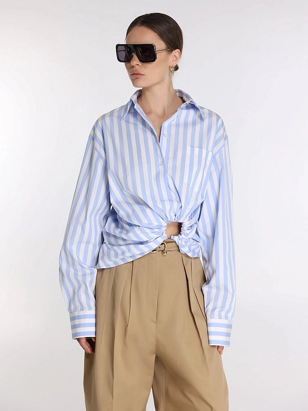 рубашка Max Mara SPXPALMIZI цвет белый,голубой