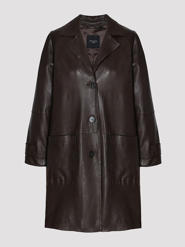 плащ кожаный Max Mara Weekend PETRA цвет шоколадный