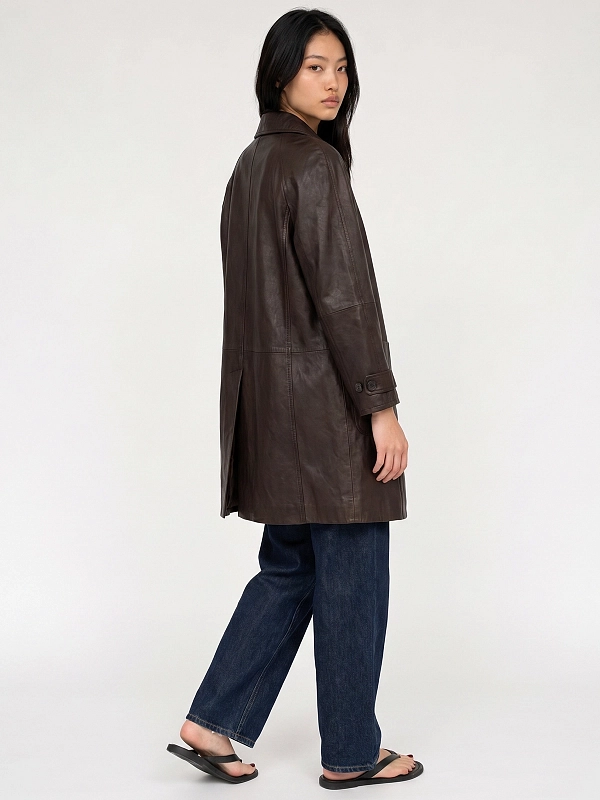 плащ кожаный Max Mara Weekend PETRA цвет шоколадный