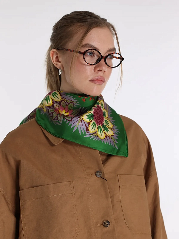 платок Max Mara Weekend WKAONESTONEW цвет бежевый, зеленый