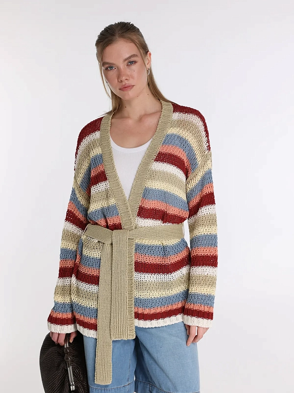 кардиган Max Mara Weekend WKDBONITO цвет бордовый, голубой, бежевый