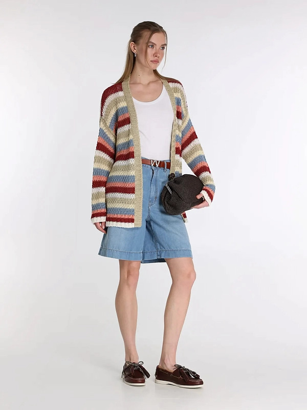 кардиган Max Mara Weekend WKDBONITO цвет бордовый, голубой, бежевый