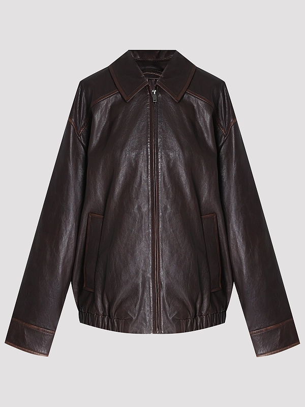 куртка кожаная Max Mara Weekend WKDCOSE цвет коричневый