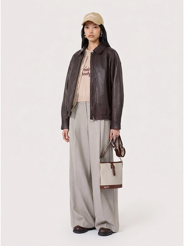 куртка кожаная Max Mara Weekend WKDCOSE цвет коричневый
