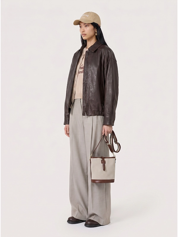 куртка кожаная Max Mara Weekend WKDCOSE цвет коричневый
