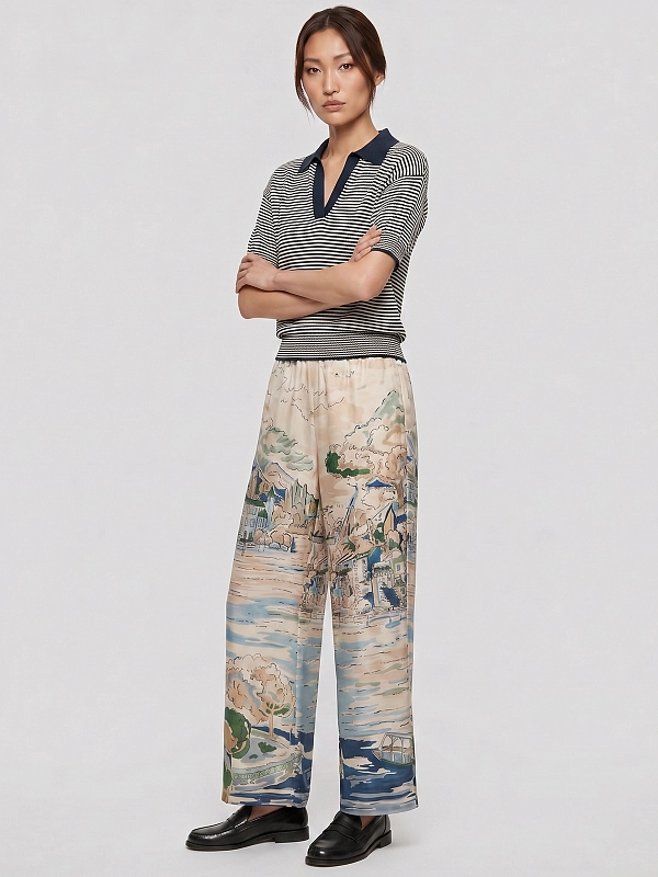 брюки Max Mara Weekend WKDCURVA цвет бежевый, голубой