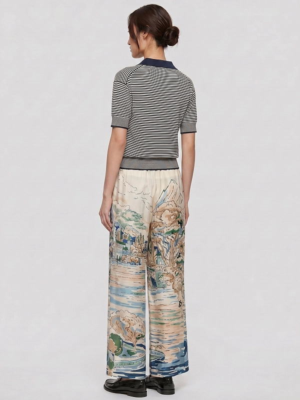 брюки Max Mara Weekend WKDCURVA цвет бежевый, голубой