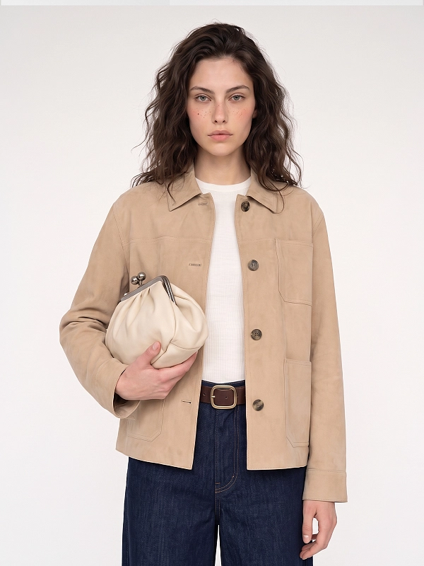 куртка кожаная Max Mara Weekend WKDGHIERA цвет бежевый