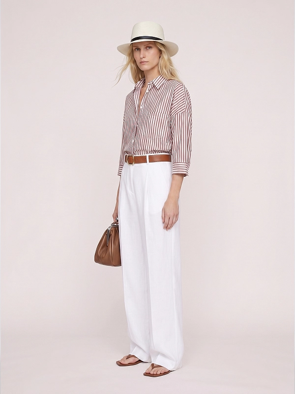 рубашка Max Mara Weekend WKDGIRALDA цвет коричневый полоска