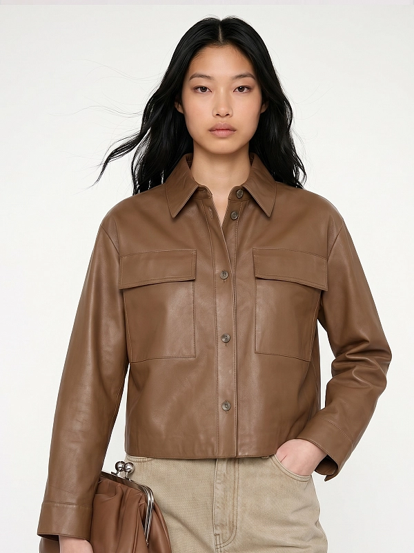 рубашка кожаная Max Mara Weekend WKDPIOVRA цвет коричневый