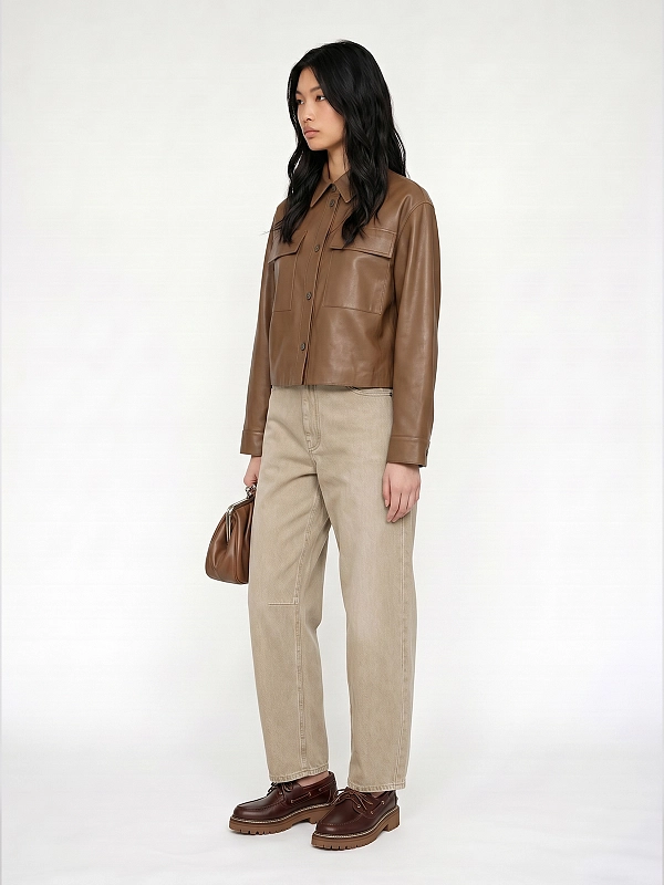 рубашка кожаная Max Mara Weekend WKDPIOVRA цвет коричневый