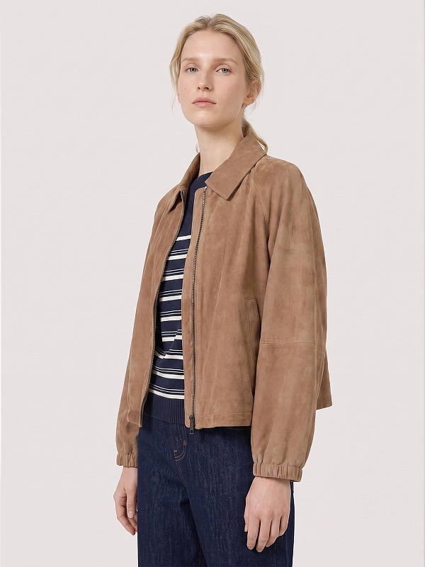 куртка кожаная Max Mara Weekend WKDZUPPA цвет бежевый