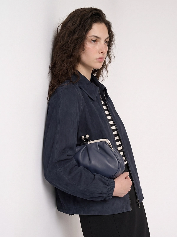 куртка кожаная Max Mara Weekend WKDZUPPA цвет синий