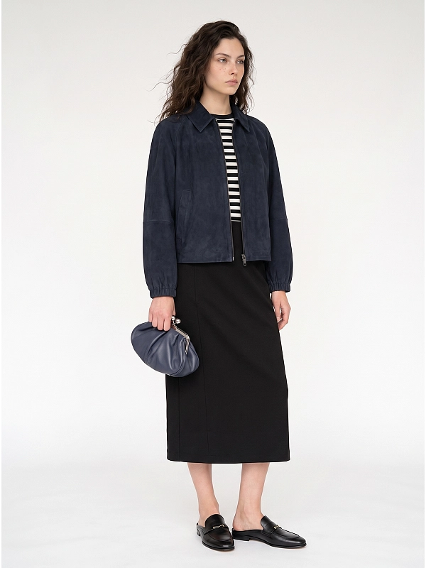 куртка кожаная Max Mara Weekend WKDZUPPA цвет синий