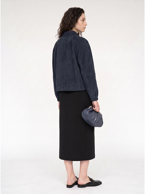 куртка кожаная Max Mara Weekend WKDZUPPA цвет синий