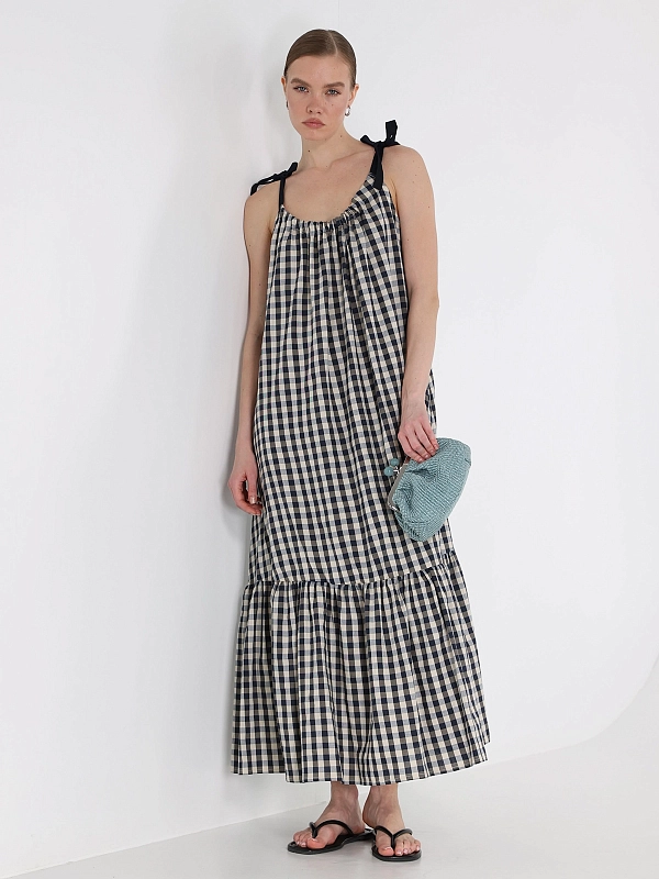 сарафан Max Mara Weekend WKIUGOLA цвет бежевый синяя клетка
