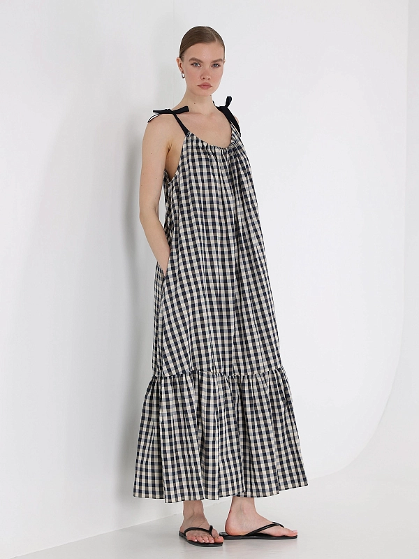 сарафан Max Mara Weekend WKIUGOLA цвет бежевый синяя клетка