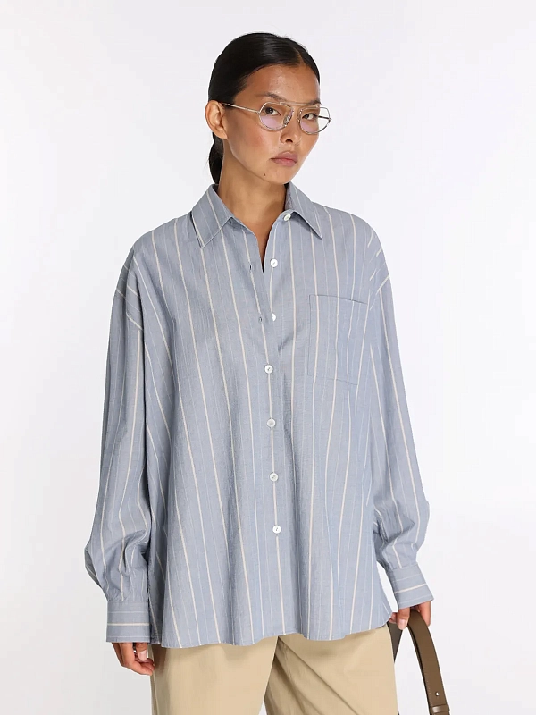 рубашка NOTHING WRITTEN NW26SS-0004 цвет серо-голубой