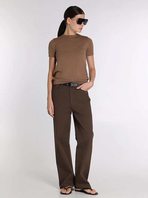 брюки TOTEME 254-WRB0301-FB0478 цвет темно-коричневый