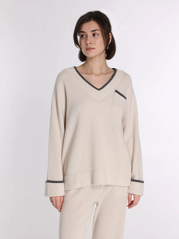 пуловер Brunello Cucinelli M12189402 цвет крем