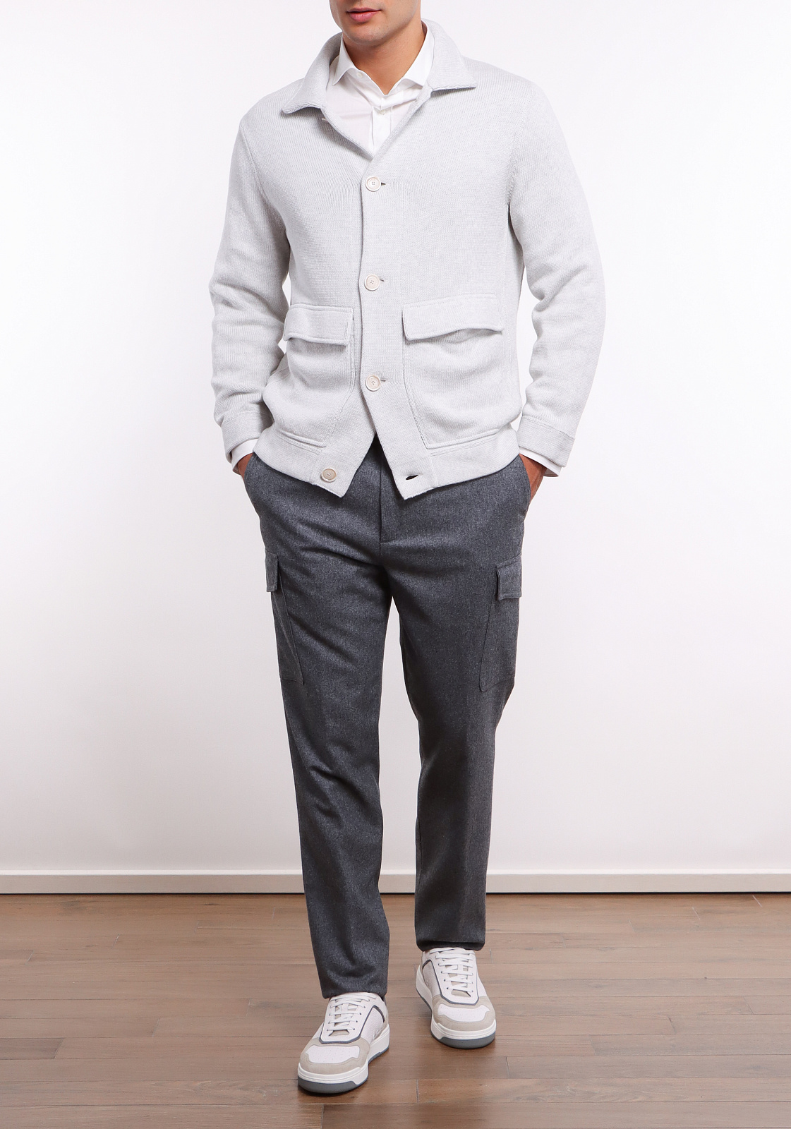 Кардиган Brunello Cucinelli M28503506 цвет светло-серый - купить в ...