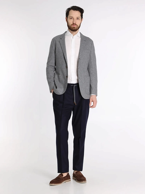 брюки на кулиске Brunello Cucinelli M038PB2201 цвет синий