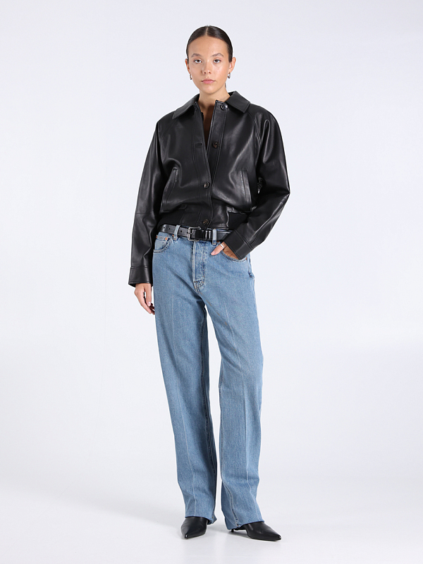 куртка кожаная Max Mara MUSCARI цвет черный