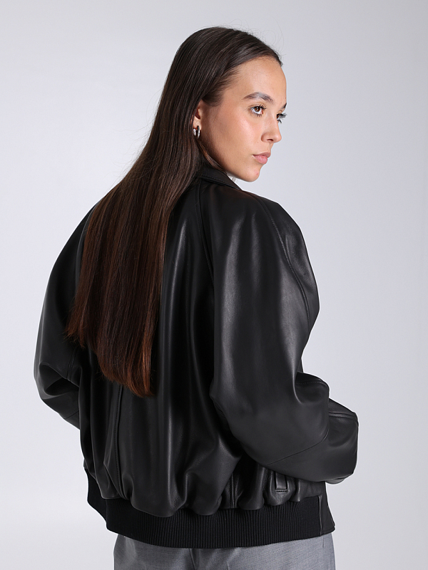 куртка кожаная Max Mara MUSCARI цвет черный