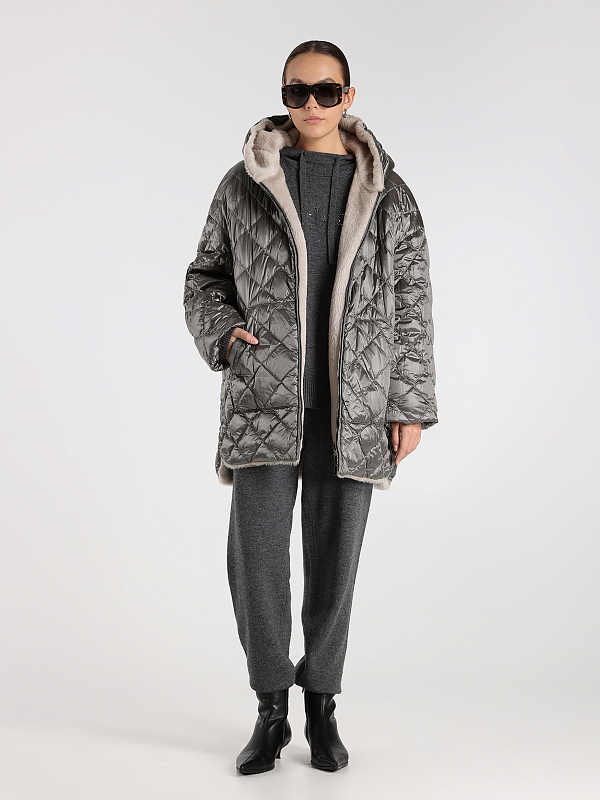 пуховик короткий Max Mara SPACEFE цвет серый