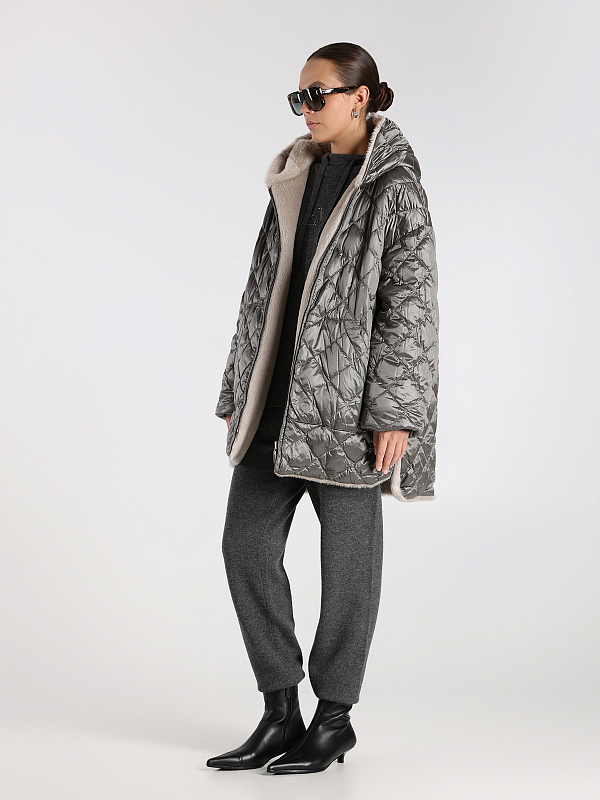 пуховик короткий Max Mara SPACEFE цвет серый