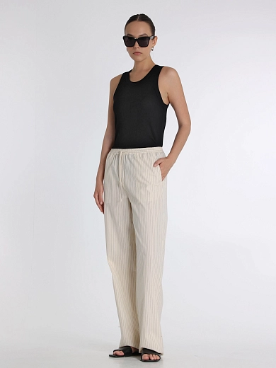 брюки LOULOU STUDIO SEROSTRIPESIVORYBLACK