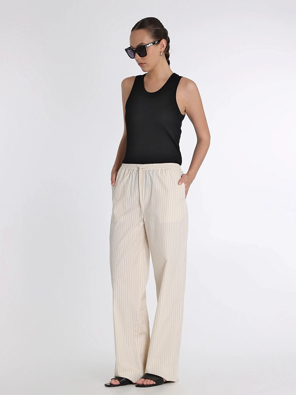 LOULOU STUDIO брюки SEROSTRIPESIVORYBLACK