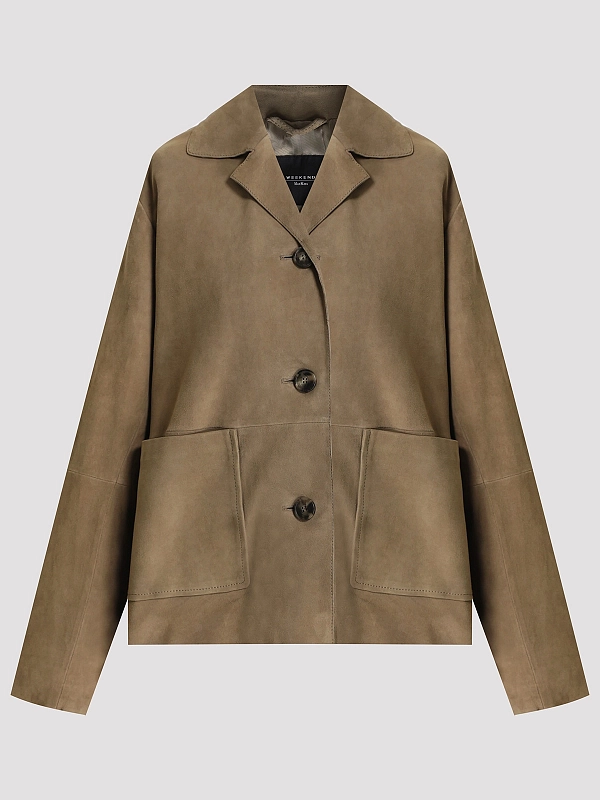 жакет кожаный Max Mara Weekend WKDPALCHI цвет хаки