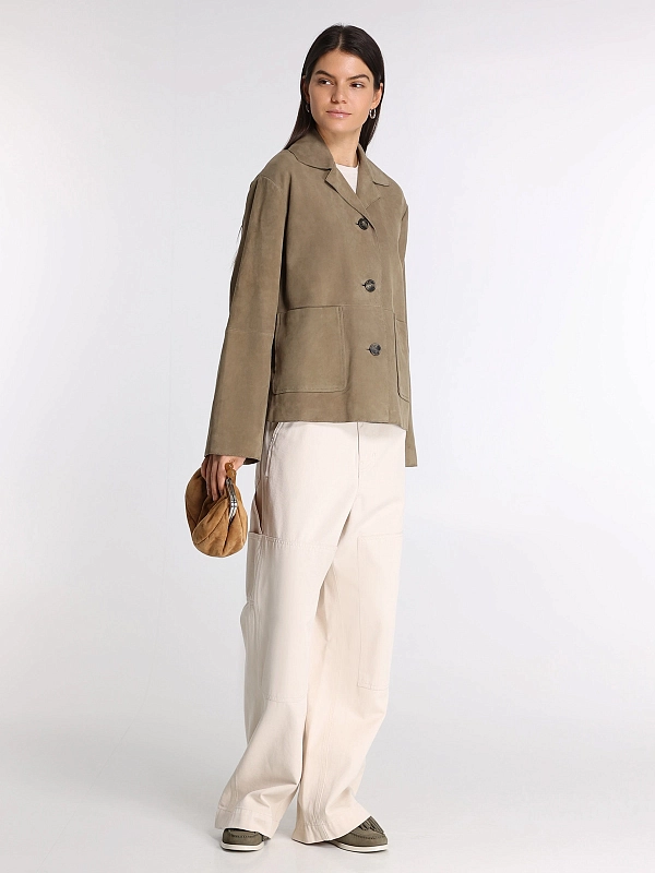 жакет кожаный Max Mara Weekend WKDPALCHI цвет хаки