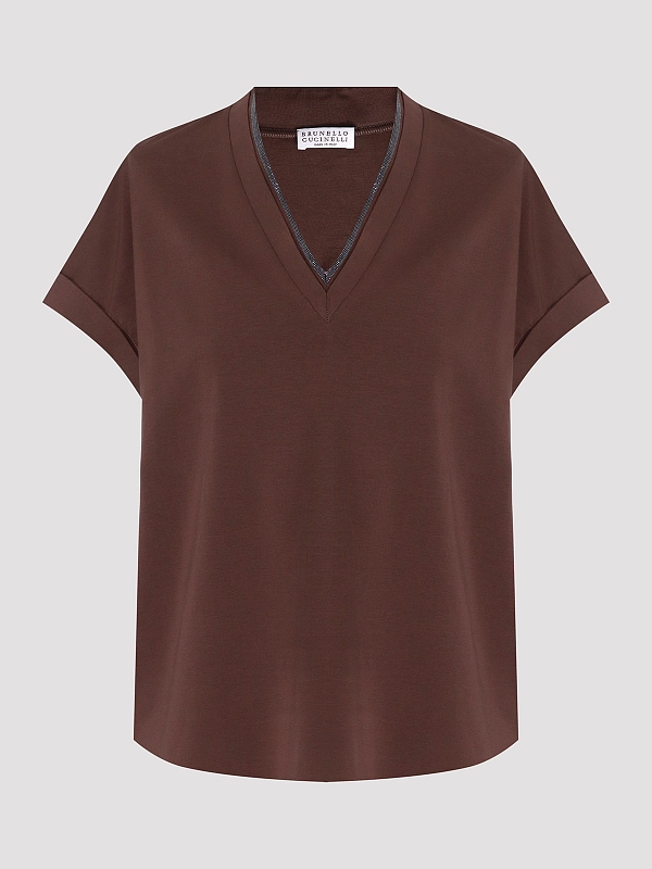 футболка Brunello Cucinelli M0T18BD222 цвет коричневый